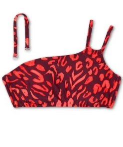 Buy 🔥 Women's Strappy One Shoulder Bikini Top - Shade & Shore™ Red Animal Print ✨ -Swimsuits Official Site unnamed file 4522