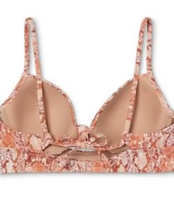 Best Sale 💯 Women's Lightly Lined Longline Knot-Front Cut Out Bikini Top - Shade & Shore™ Lurex Snake Print 😀 -Swimsuits Official Site unnamed file 4552