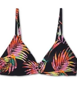 Budget 🎉 Women's Lightly Lined Strappy Front Detail Bikini Top - Shade & Shore™ Black Tropical Print 👏 -Swimsuits Official Site unnamed file 4579