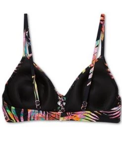 Budget 🎉 Women's Lightly Lined Strappy Front Detail Bikini Top - Shade & Shore™ Black Tropical Print 👏 -Swimsuits Official Site unnamed file 4580