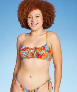 Wholesale ⭐ Juniors' Tunneled Tie-Front Bralette Bikini Top - Xhilaration™ Multi Floral Print 👍 -Swimsuits Official Site unnamed file 4760