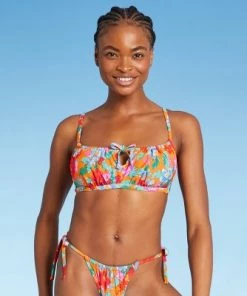 Wholesale ⭐ Juniors' Tunneled Tie-Front Bralette Bikini Top - Xhilaration™ Multi Floral Print 👍 -Swimsuits Official Site unnamed file 4769
