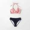 Promo 🧨 Women's Textured Pink and Navy Twist Keyhole Halter Bikini - Cupshe 😀 -Swimsuits Official Site unnamed file 481