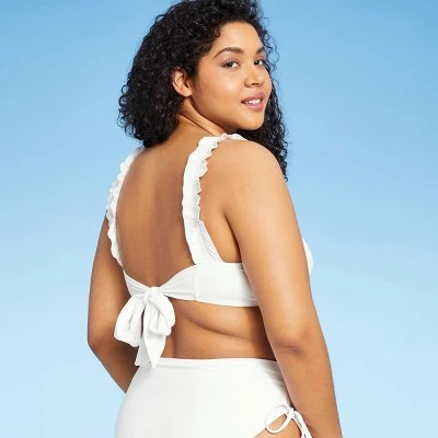 Cheap 😍 Women's Ruffle Strap Bikini Top - Sea Angel White 🌟 6 Cheap 😍 Women's Ruffle Strap Bikini Top - Sea Angel White 🌟 - Image 4