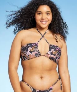 Outlet ❤️ Juniors' U-Neck Bandeau Bikini Top - Xhilaration™ Paisley Print 🎁 -Swimsuits Official Site unnamed file 4887