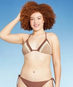 Budget 👏 Juniors' Crochet Triangle Bikini Top - Xhilaration™ Multi Neutral 🧨 -Swimsuits Official Site unnamed file 4910