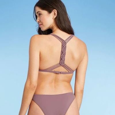 Best Pirce 💯 Women's Crochet Back Detail Triangle Bikini Top - Shade & Shore™ Dusk 🎁 3 Best Pirce 💯 Women's Crochet Back Detail Triangle Bikini Top - Shade & Shore™ Dusk 🎁