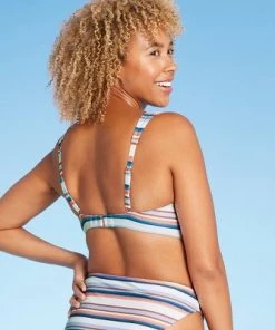 Outlet ✔️ Women's Light Lift Wide Strap Bralette Bikini Top - Shade & Shore™ Multi Stripe 🎁 -Swimsuits Official Site unnamed file 5027