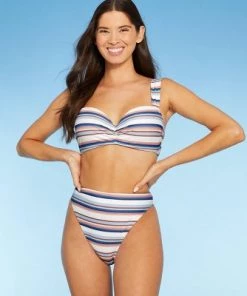 Outlet ✔️ Women's Light Lift Wide Strap Bralette Bikini Top - Shade & Shore™ Multi Stripe 🎁 -Swimsuits Official Site unnamed file 5034