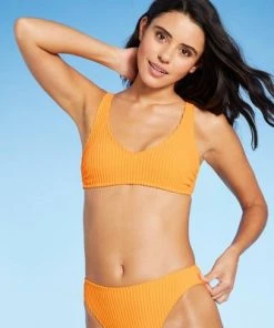 Best Pirce 💯 Juniors' Textured Terry V-Neck Bralette Bikini Top - Xhilaration™ Hot Citrus Orange ❤️ -Swimsuits Official Site unnamed file 5087
