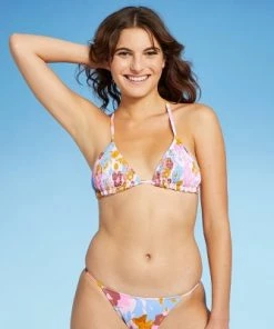 Coupon ⌛ Juniors' Smocked Triangle Bikini Top - Xhilaration™ Abstract Floral Print 🔥 -Swimsuits Official Site unnamed file 5148