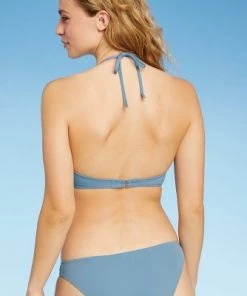 Best deal ⌛ Women's Push-Up Crochet Lace-Up Bikini Top - Shade & Shore™ Moon Blue 🛒