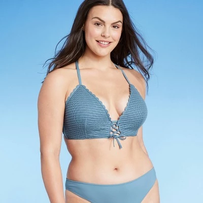 Best deal ⌛ Women's Push-Up Crochet Lace-Up Bikini Top - Shade & Shore™ Moon Blue 🛒 5 Best deal ⌛ Women's Push-Up Crochet Lace-Up Bikini Top - Shade & Shore™ Moon Blue 🛒 - Image 3