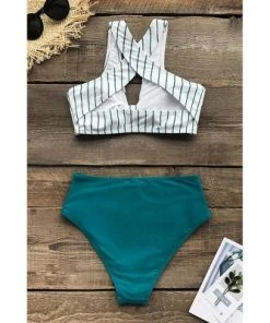Cheapest 👏 Women's Teal Solid and Striped knotted Front High Waisted Bikini - Cupshe 😀 14 Cheapest 👏 Women's Teal Solid and Striped knotted Front High Waisted Bikini - Cupshe 😀 -Swimsuits Official Site unnamed file 517