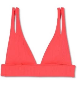 Wholesale 👍 Women's Cut Out Detail Ribbed Longline Triangle Bikini Top - Shade & Shore™ Coral 🧨 -Swimsuits Official Site unnamed file 5178
