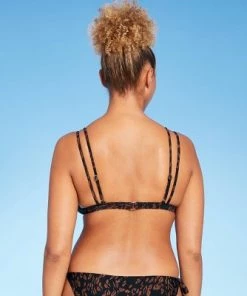 Wholesale 🛒 Women's Double Tunnel Triangle Bikini Top - Shade & Shore™ Black Animal Print 👍 -Swimsuits Official Site unnamed file 5200