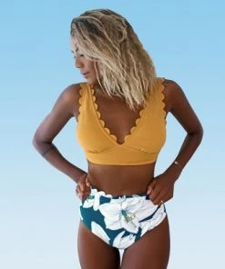 Flash Sale 😀 Women's Yellow and Floral V Neck Scalloped Bikini - Cupshe ⭐ 15 Flash Sale 😀 Women's Yellow and Floral V Neck Scalloped Bikini - Cupshe ⭐ -Swimsuits Official Site unnamed file 528