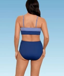 Deals ✔️ Women's Slimming Control Tie-Front Bikini Top - Beach Betty by Miracle Brands Blue ✨