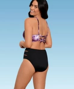Promo ❤️ Women's Slimming Control High Neck Lace-Up Back Bikini Top - Beach Betty by Miracle Brands Purple ❤️ -Swimsuits Official Site unnamed file 5290