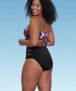 Promo ❤️ Women's Slimming Control High Neck Lace-Up Back Bikini Top - Beach Betty by Miracle Brands Purple ❤️ -Swimsuits Official Site unnamed file 5294