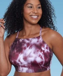 Promo ❤️ Women's Slimming Control High Neck Lace-Up Back Bikini Top - Beach Betty by Miracle Brands Purple ❤️ -Swimsuits Official Site unnamed file 5295