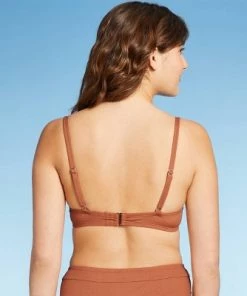 Best reviews of 💯 Women's Underwire Ribbed Textured Bikini Top - Sea Angel Orange ⭐