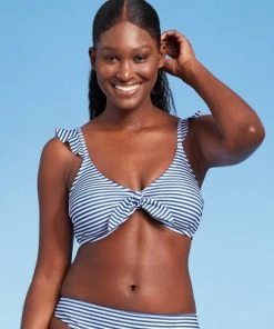 Outlet 👏 Women's Ruffle Tie-Front Bikini Top - Kona Sol™ Blue 🎉 -Swimsuits Official Site unnamed file 5369