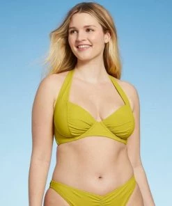 Buy ⭐ Women's Shirred Cup Halter Bikini Top - Shade & Shore™ Chartreuse 🛒 -Swimsuits Official Site unnamed file 5393