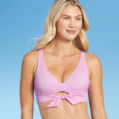 Best Pirce ✨ Women's Tie-Front Bralette Bikini Top - Shade & Shore™ Light Pink 💯 4 Best Pirce ✨ Women's Tie-Front Bralette Bikini Top - Shade & Shore™ Light Pink 💯 - Image 2