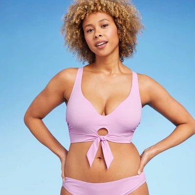 Best Pirce ✨ Women's Tie-Front Bralette Bikini Top - Shade & Shore™ Light Pink 💯 5 Best Pirce ✨ Women's Tie-Front Bralette Bikini Top - Shade & Shore™ Light Pink 💯 - Image 3