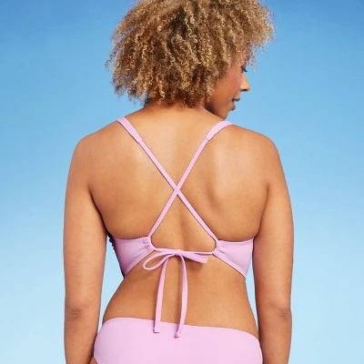 Best Pirce ✨ Women's Tie-Front Bralette Bikini Top - Shade & Shore™ Light Pink 💯 6 Best Pirce ✨ Women's Tie-Front Bralette Bikini Top - Shade & Shore™ Light Pink 💯 - Image 4
