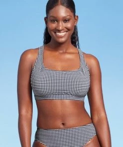 New 🔥 Women's Gingham Textured Bralette Bikini Top - Kona Sol™ Navy Blue 🎁 -Swimsuits Official Site unnamed file 5506
