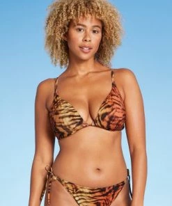 Best Sale ✨ Women's Triangle Bikini Top - Shade & Shore™ Tiger Print 🎉 -Swimsuits Official Site unnamed file 5547