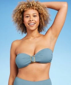 Top 10 ✨ Women's Ring-Front Crepe Textured Bandeau Bikini Top - Shade & Shore™ Blueberry 🧨 -Swimsuits Official Site unnamed file 5571