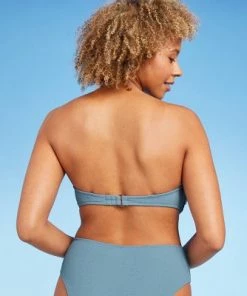 Top 10 ✨ Women's Ring-Front Crepe Textured Bandeau Bikini Top - Shade & Shore™ Blueberry 🧨 -Swimsuits Official Site unnamed file 5572