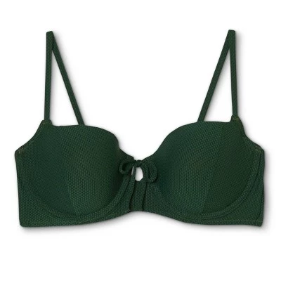 Best Pirce ⌛ Women's Light Lift Tie-Front Keyhole Pique Textured Bikini Top - Shade & Shore™ Dark Green 🔥 7 Best Pirce ⌛ Women's Light Lift Tie-Front Keyhole Pique Textured Bikini Top - Shade & Shore™ Dark Green 🔥 - Image 5
