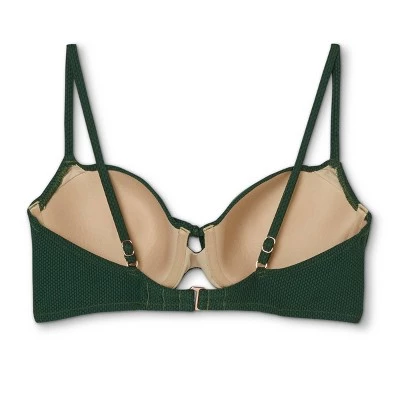 Best Pirce ⌛ Women's Light Lift Tie-Front Keyhole Pique Textured Bikini Top - Shade & Shore™ Dark Green 🔥 8 Best Pirce ⌛ Women's Light Lift Tie-Front Keyhole Pique Textured Bikini Top - Shade & Shore™ Dark Green 🔥 - Image 6