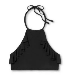 Brand new 🧨 Women's Double Ruffle High Neck Bikini Top - Sea Angel Black ✨ -Swimsuits Official Site unnamed file 5640