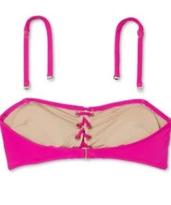 Best deal 😍 Women's Center Lace-Up Bandeau Bikini Top - Shade & Shore™ Fuschia Pink ⌛ -Swimsuits Official Site unnamed file 5663