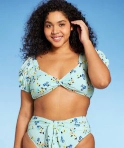 New 😀 Women's Puffed Sleeve Bikini Top - Sea Angel Green 😀 -Swimsuits Official Site unnamed file 5672