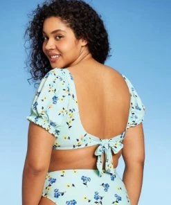 New 😀 Women's Puffed Sleeve Bikini Top - Sea Angel Green 😀 -Swimsuits Official Site unnamed file 5673