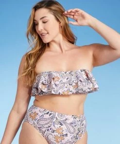 Best deal ⌛ Women's Double Ruffle Bandeau Bikini Top - Kona Sol™ Multi ❤️ -Swimsuits Official Site unnamed file 5683