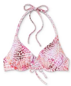 Discount ✔️ Women's Lace-Up Tie Bikini Top - Shade & Shore™ Pink Animal Print 🤩 -Swimsuits Official Site unnamed file 5716