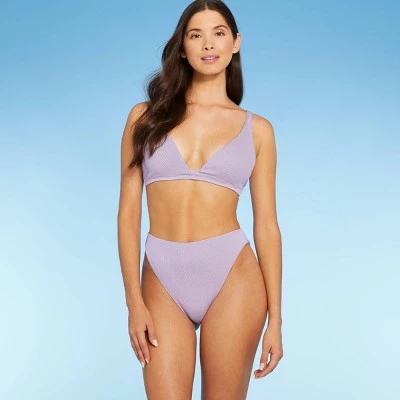 Cheap 🔔 Women's High Waist Extra High Leg Extra Cheeky Bikini Bottom - Shade & Shore™ Lilac Purple Lurex 🎉 4 Cheap 🔔 Women's High Waist Extra High Leg Extra Cheeky Bikini Bottom - Shade & Shore™ Lilac Purple Lurex 🎉 - Image 2