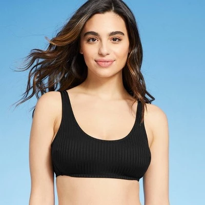 Cheap π Women's Ribbed Textured Scoop Bikini Top - Kona Solβ’ Black π 4 Cheap π Women's Ribbed Textured Scoop Bikini Top - Kona Solβ’ Black π - Image 2