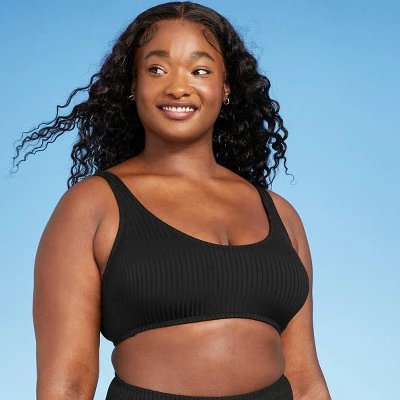 Cheap π Women's Ribbed Textured Scoop Bikini Top - Kona Solβ’ Black π 5 Cheap π Women's Ribbed Textured Scoop Bikini Top - Kona Solβ’ Black π - Image 3