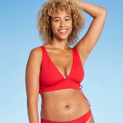 Budget 👍 Women's Longline Triangle Bikini Top - Shade & Shore™ Red 🛒 5 Budget 👍 Women's Longline Triangle Bikini Top - Shade & Shore™ Red 🛒 - Image 3