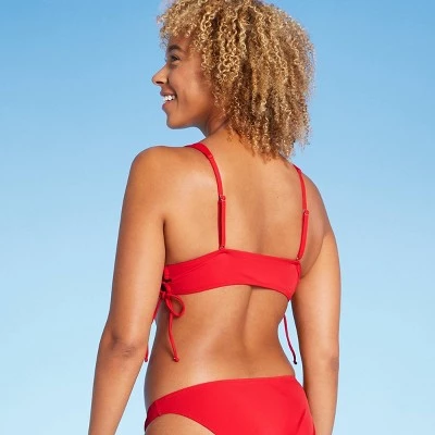 Budget 👍 Women's Longline Triangle Bikini Top - Shade & Shore™ Red 🛒 6 Budget 👍 Women's Longline Triangle Bikini Top - Shade & Shore™ Red 🛒 - Image 4