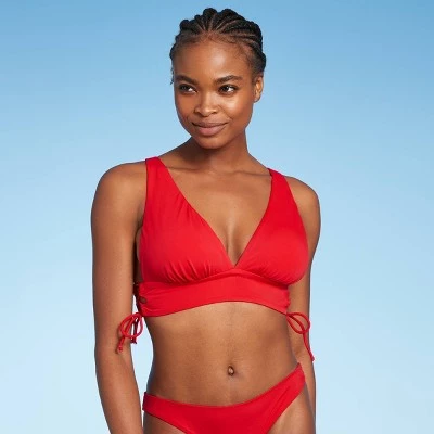 Budget 👍 Women's Longline Triangle Bikini Top - Shade & Shore™ Red 🛒 14 Budget 👍 Women's Longline Triangle Bikini Top - Shade & Shore™ Red 🛒 - Image 12
