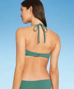 Promo 💯 Women's Cinch-Front Bikini Top - Shade & Shore™ Cactus Green 🔥